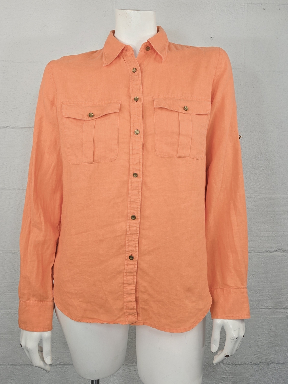 Lauren Ralph Lauren Women's Orange Button-Front Shirt